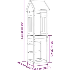vidaXL Speeltoren Bruin 52,5 x 46,5 x 208 cm Massief grenenhout
