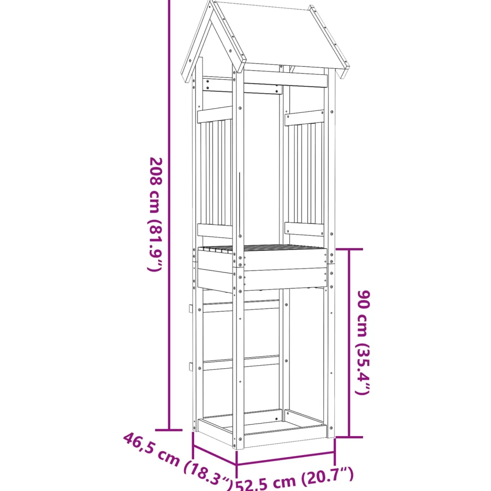 vidaXL Speeltoren Bruin 52,5 x 46,5 x 208 cm Massief grenenhout