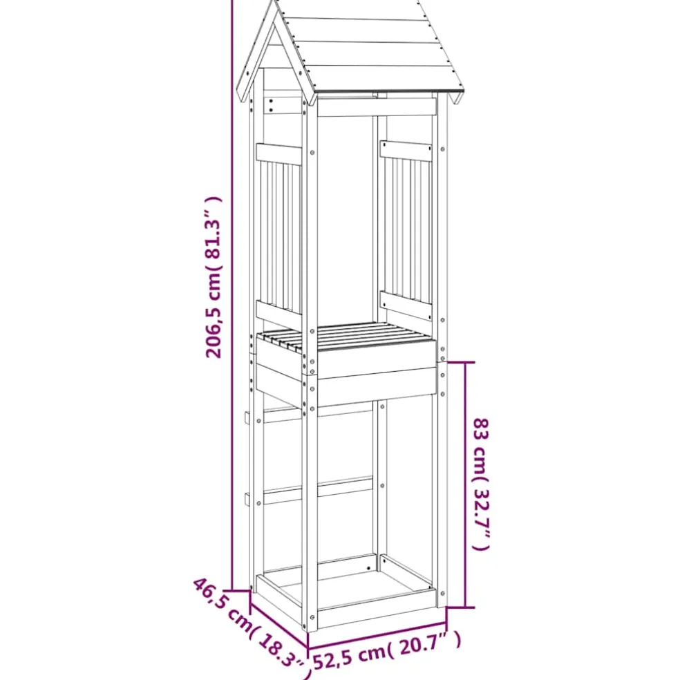 vidaXL Speeltoren 52,5x46,5x206,5 cm massief grenenhout