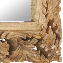 vidaXL Spiegel handgesneden 50x50 cm massief mangohout bruin