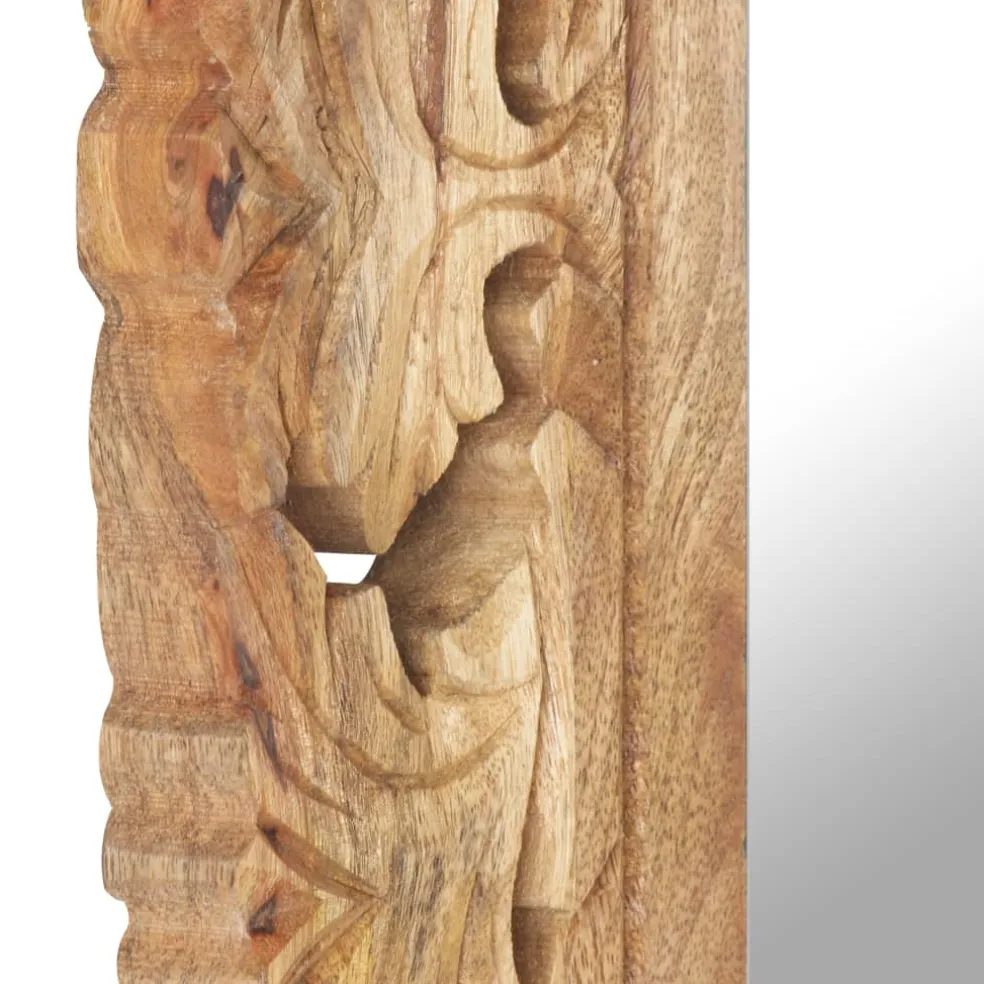 vidaXL Spiegel handgesneden 50x50 cm massief mangohout bruin