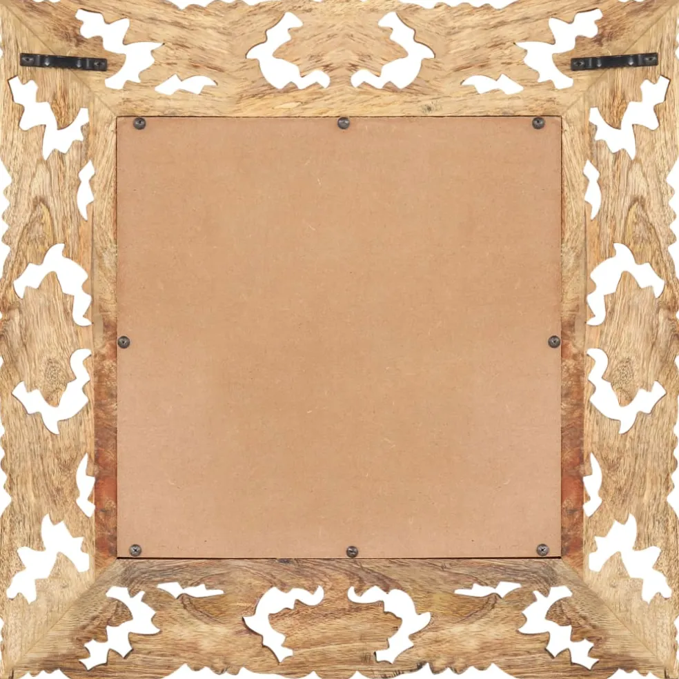 vidaXL Spiegel handgesneden 50x50 cm massief mangohout bruin