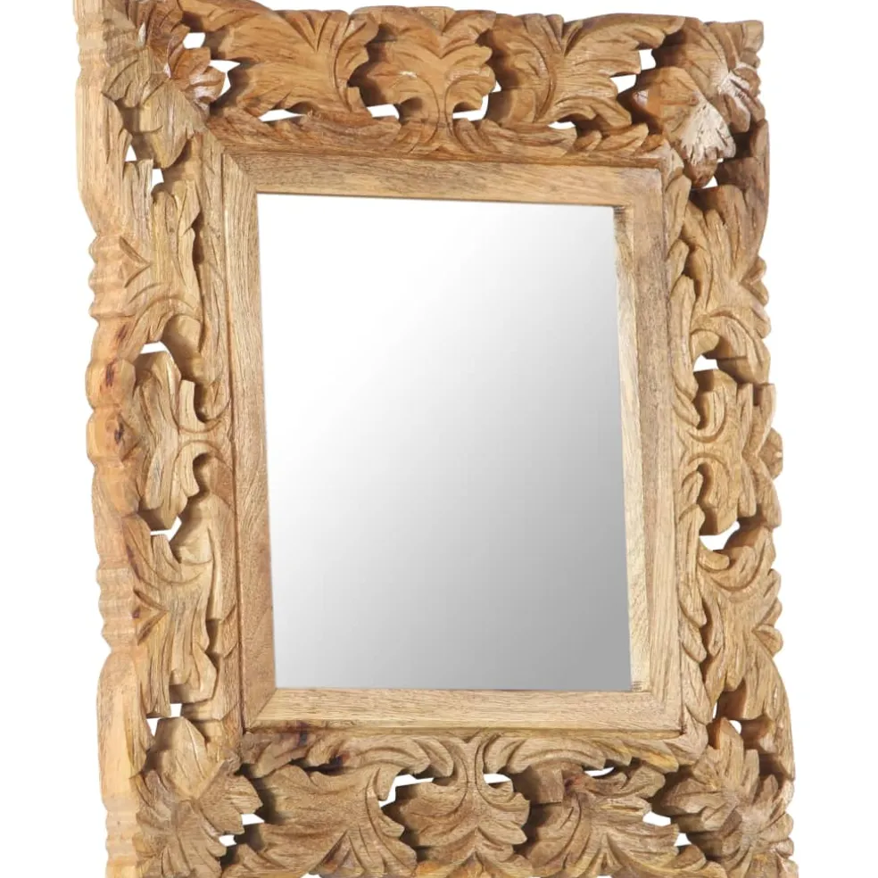 vidaXL Spiegel handgesneden 50x50 cm massief mangohout bruin