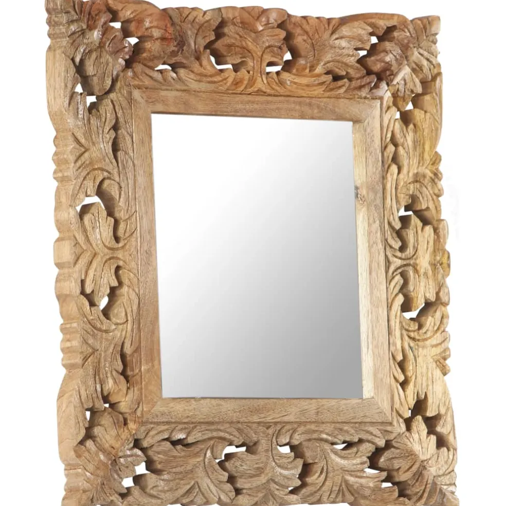 vidaXL Spiegel handgesneden 50x50 cm massief mangohout bruin