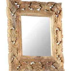 vidaXL Spiegel handgesneden 50x50 cm massief mangohout bruin