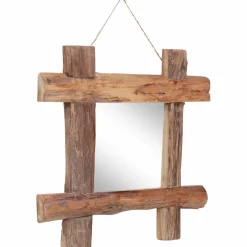 vidaXL Spiegel houtblokken 50x50 cm gerecycled teakhout naturel