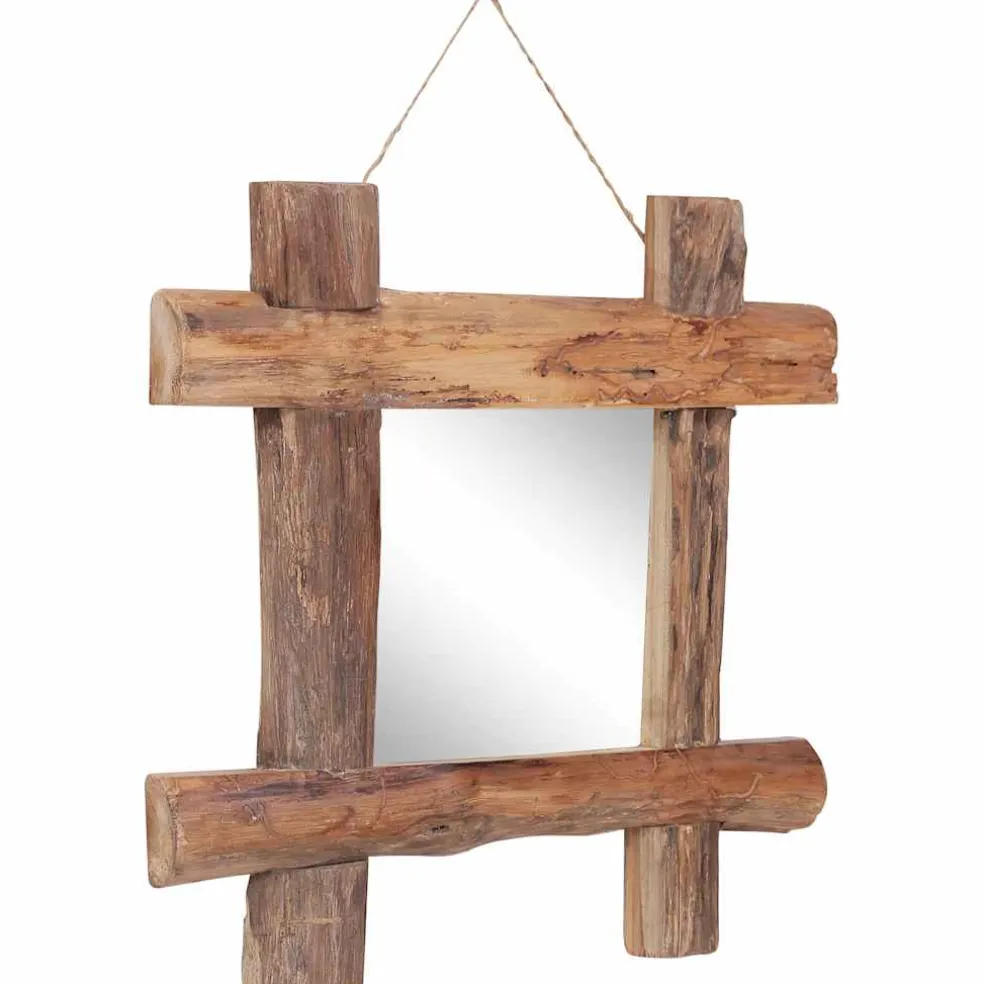 vidaXL Spiegel houtblokken 50x50 cm gerecycled teakhout naturel