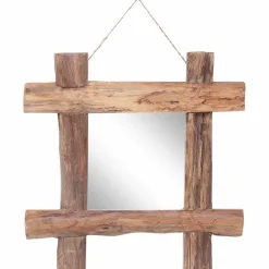 vidaXL Spiegel houtblokken 50x50 cm gerecycled teakhout naturel