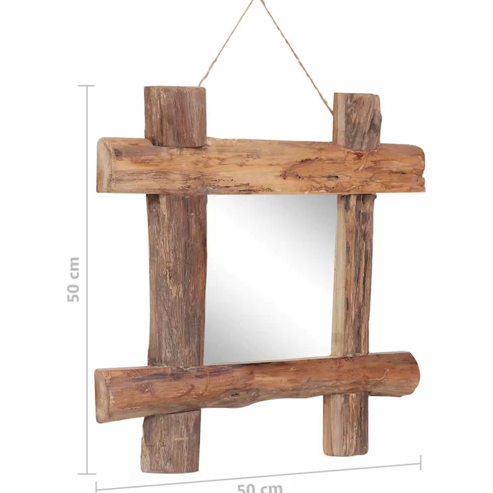 vidaXL Spiegel houtblokken 50x50 cm gerecycled teakhout naturel