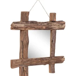 vidaXL Spiegel houtblokken 50x50 cm gerecycled teakhout naturel