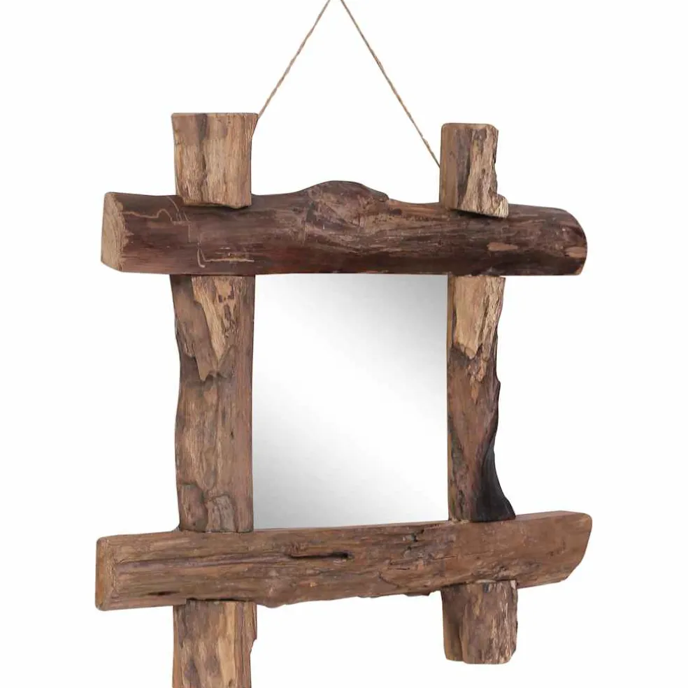 vidaXL Spiegel houtblokken 50x50 cm gerecycled teakhout naturel