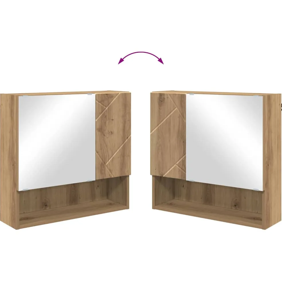 vidaXL Spiegelkast Artisan Eiken 59 x 17 x 55 cm Bewerkt hout