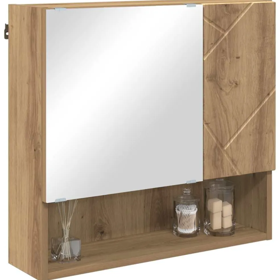 vidaXL Spiegelkast Artisan Eiken 59 x 17 x 55 cm Bewerkt hout