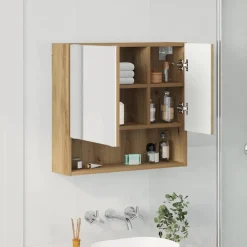vidaXL Spiegelkast Artisan Eiken 59 x 17 x 55 cm Bewerkt hout