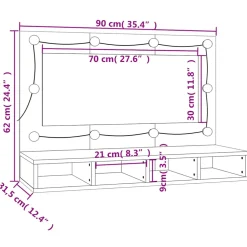 vidaXL Spiegelkast met LED-verlichting 90x31,5x62 cm wit