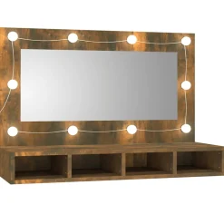 vidaXL Spiegelkast met LED-verlichting 90x31,5x62 cm gerookt eiken