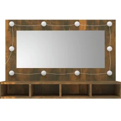 vidaXL Spiegelkast met LED-verlichting 90x31,5x62 cm gerookt eiken