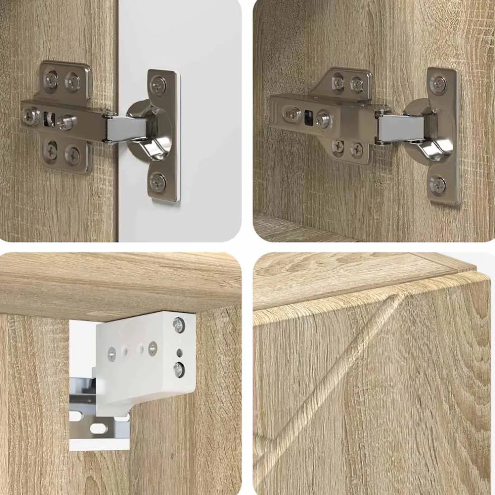 vidaXL Spiegelkast Sonoma Eiken 59 x 17 x 55 cm Bewerkt hout