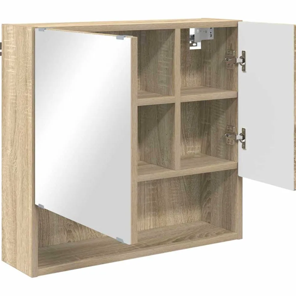 vidaXL Spiegelkast Sonoma Eiken 59 x 17 x 55 cm Bewerkt hout