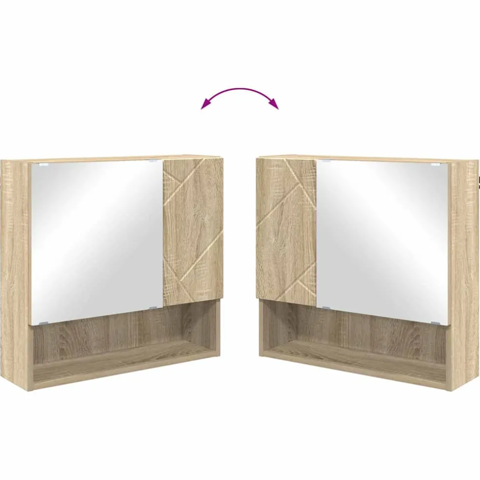 vidaXL Spiegelkast Sonoma Eiken 59 x 17 x 55 cm Bewerkt hout