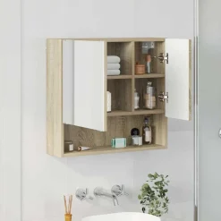 vidaXL Spiegelkast Sonoma Eiken 59 x 17 x 55 cm Bewerkt hout