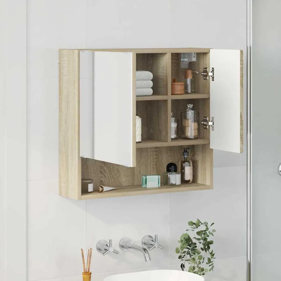 vidaXL Spiegelkast Sonoma Eiken 59 x 17 x 55 cm Bewerkt hout