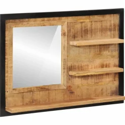 vidaXL Spiegel met schappen 80x8x55 cm glas en massief mangohout