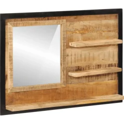 vidaXL Spiegel met schappen 80x8x55 cm glas en massief mangohout