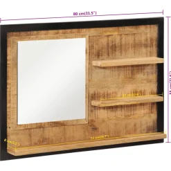 vidaXL Spiegel met schappen 80x8x55 cm glas en massief mangohout