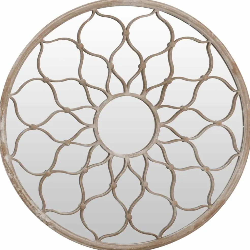 vidaXL Spiegel rond 40x3 cm ijzer zandkleurig
