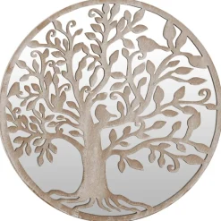 vidaXL Spiegel rond 40x2,5 cm ijzer zandkleurig