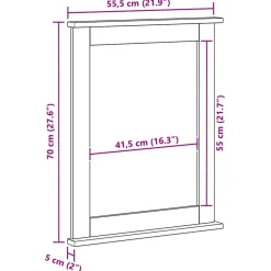 vidaXL Spiegel VIGO Honingbruin 55,5 x 5 x 70 cm Massief grenenhout