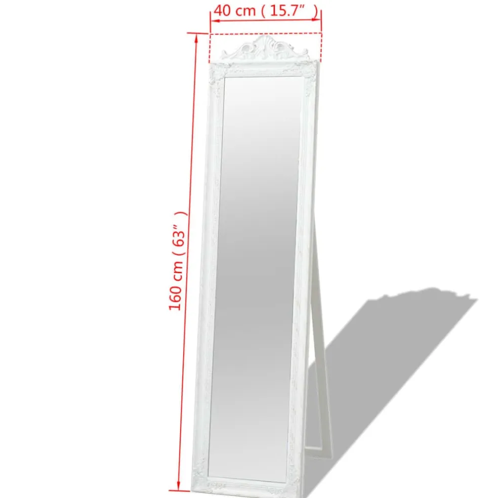 vidaXL Spiegel vrijstaand barok stijl 160x40 cm wit