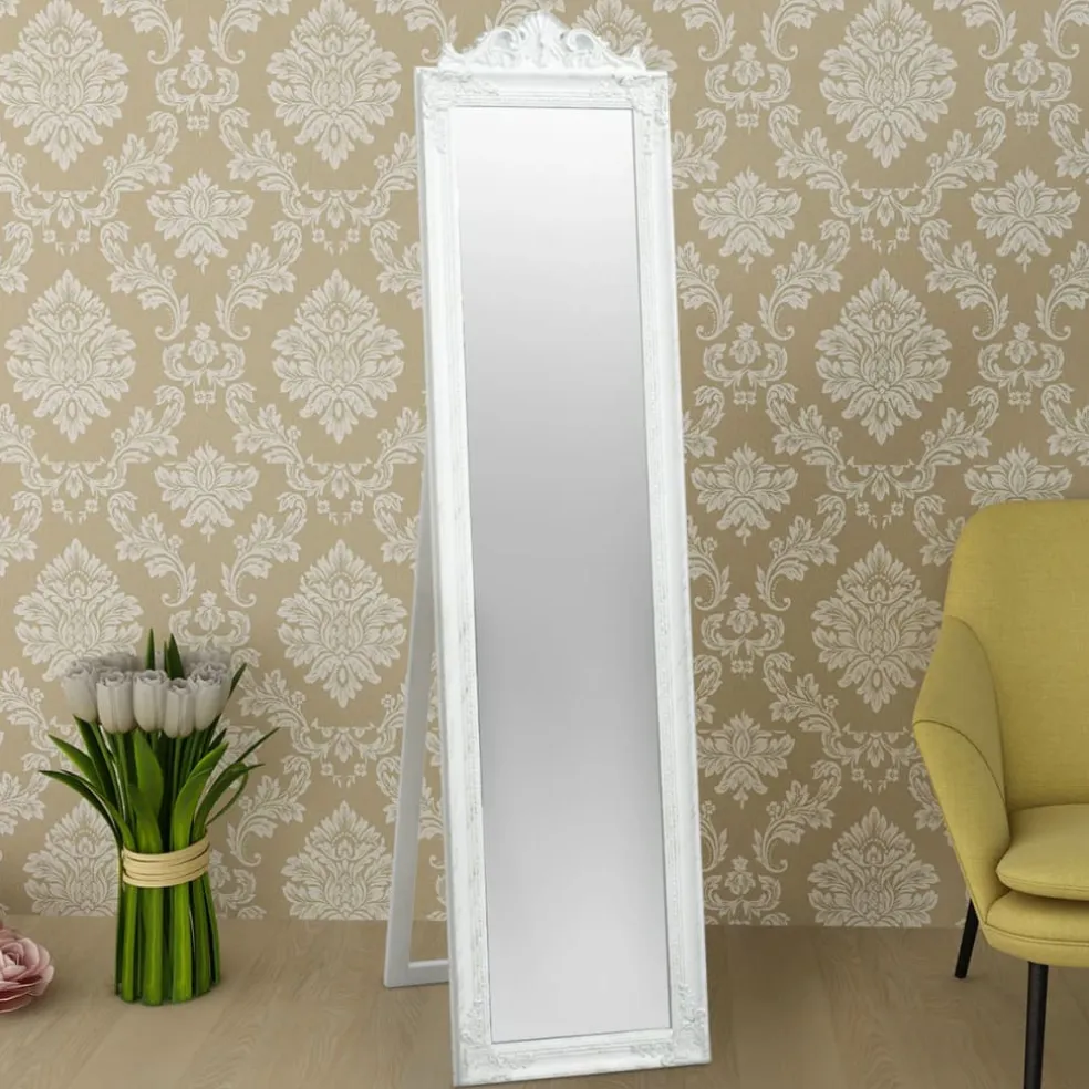 vidaXL Spiegel vrijstaand barok stijl 160x40 cm wit