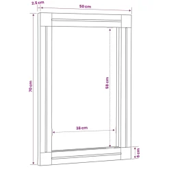 vidaXL Spiegel Wandgemonteerd Bruin en zwart 70 x 50 x 3 cm Glas