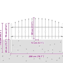 vidaXL Spike Fence ASTEN 200 x 110 cm Gepoedercoat staal Zwart