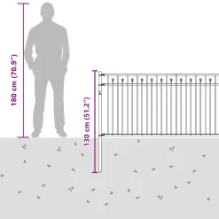 vidaXL Spike Hek BAARLO 200 x 130 cm Gepoedercoat staal Zwart
