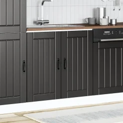 vidaXL Spoelbakonderkast Lucca bewerkt hout zwart