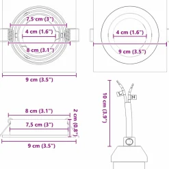 vidaXL Spotje 6 st zilver 9 x 9 x 2 cm Aluminium