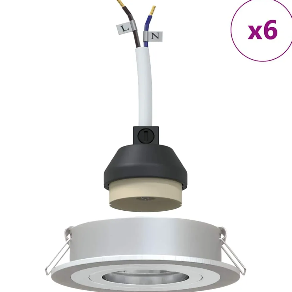 vidaXL Spotje 6 st zilver 9 x 9 x 2 cm Aluminium