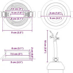 vidaXL Spotje 6 st Zwart 9 x 9 x 2 cm Aluminium