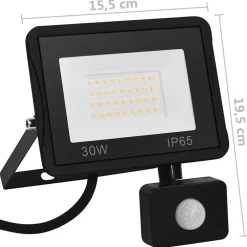 vidaXL Spotlight met sensor LED 30 W warmwit