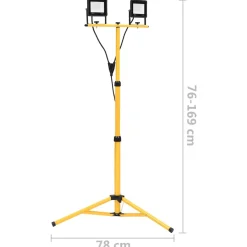 vidaXL Spotlight met statief LED 2x30 W warmwit