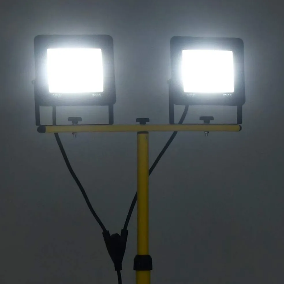 vidaXL Spotlight met statief LED 2x50 W koudwit
