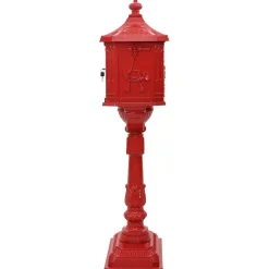 vidaXL Staande brievenbus Rood 42,5 x 29,5 x 117 cm Gegoten aluminium
