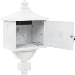 vidaXL Staande brievenbus vintage stijl roestbestendig aluminium wit