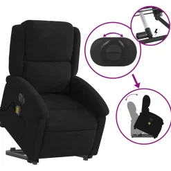 vidaXL Sta-op-massagestoel elektrisch verstelbaar fluweel zwart