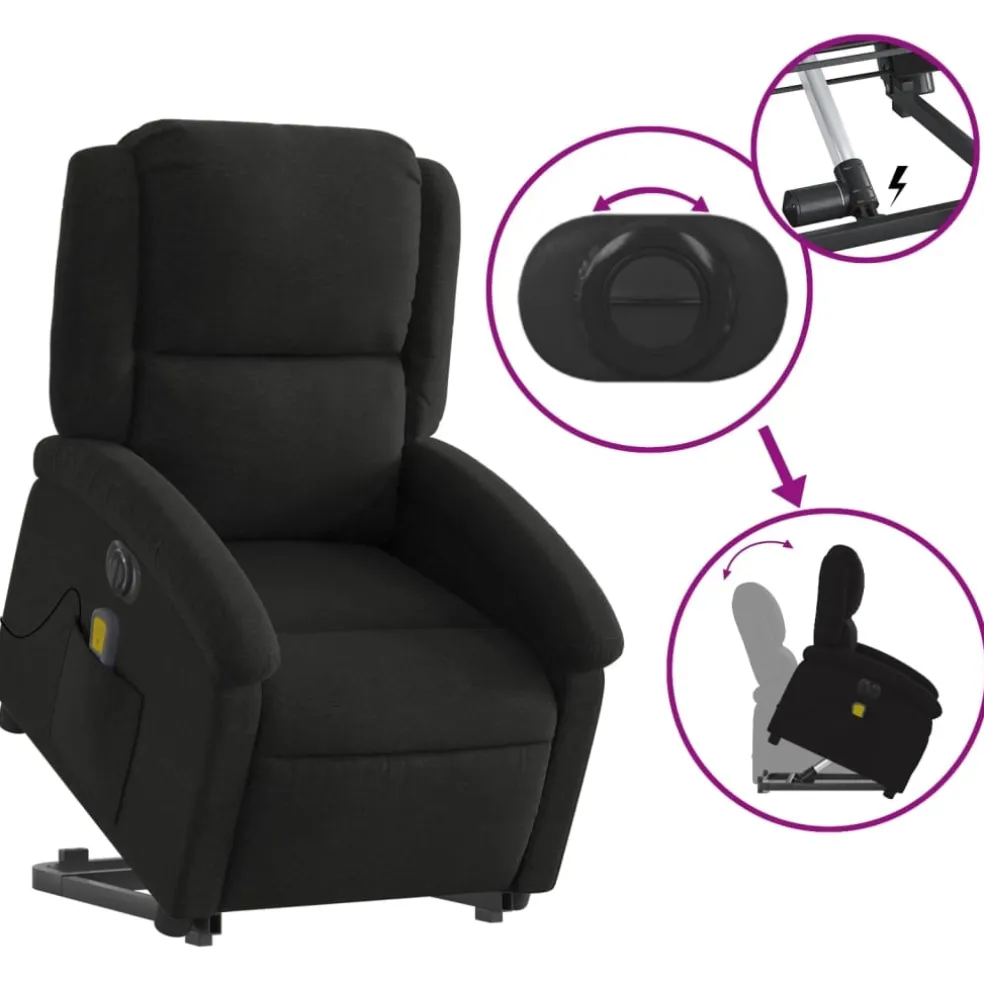 vidaXL Sta-op-massagestoel elektrisch verstelbaar stof zwart