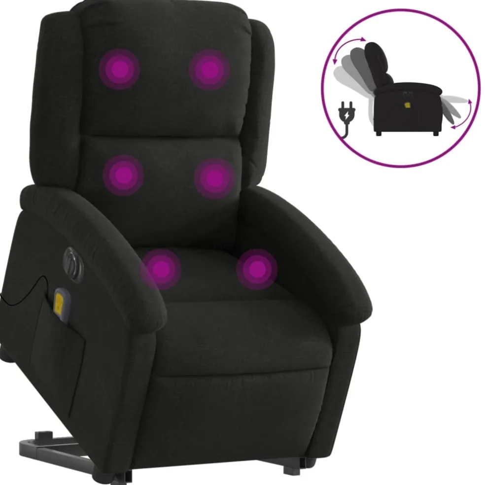 vidaXL Sta-op-massagestoel elektrisch verstelbaar stof zwart