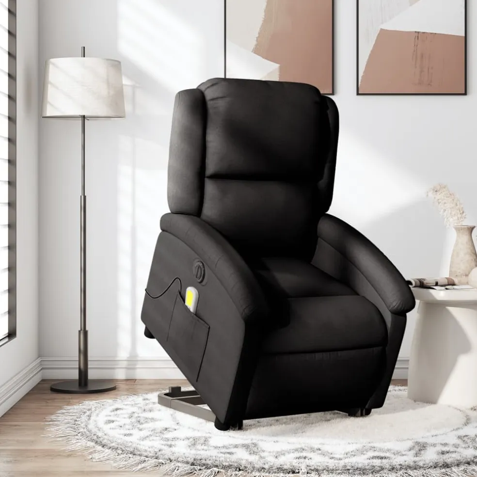 vidaXL Sta-op-massagestoel elektrisch verstelbaar stof zwart